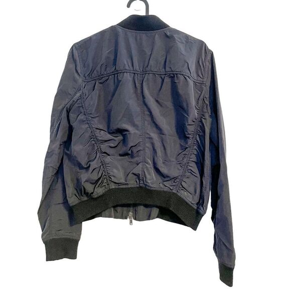 Vince Ruched Bomber Jacket Cropped Black S - Picture 7 of 10